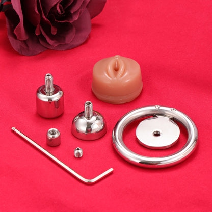Large Flat Plate Inverted Chastity Cage With Pussy, F3405 - FRRK