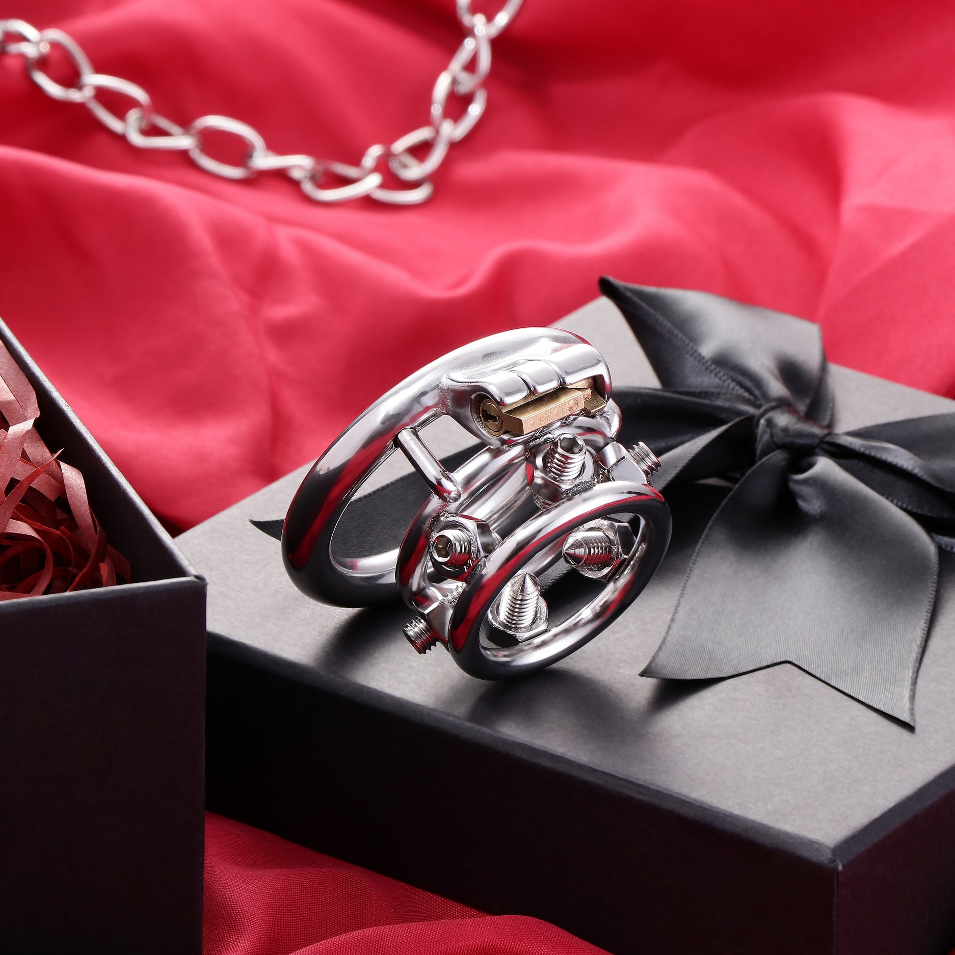 Double Penis Rings Welded Spikes Chastity Cage, F3132 - FRRK