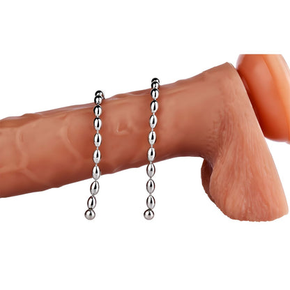 Metal Soft Urethral Sounds Penis Plug with Chain - Oval shaped | F3206 - FRRK