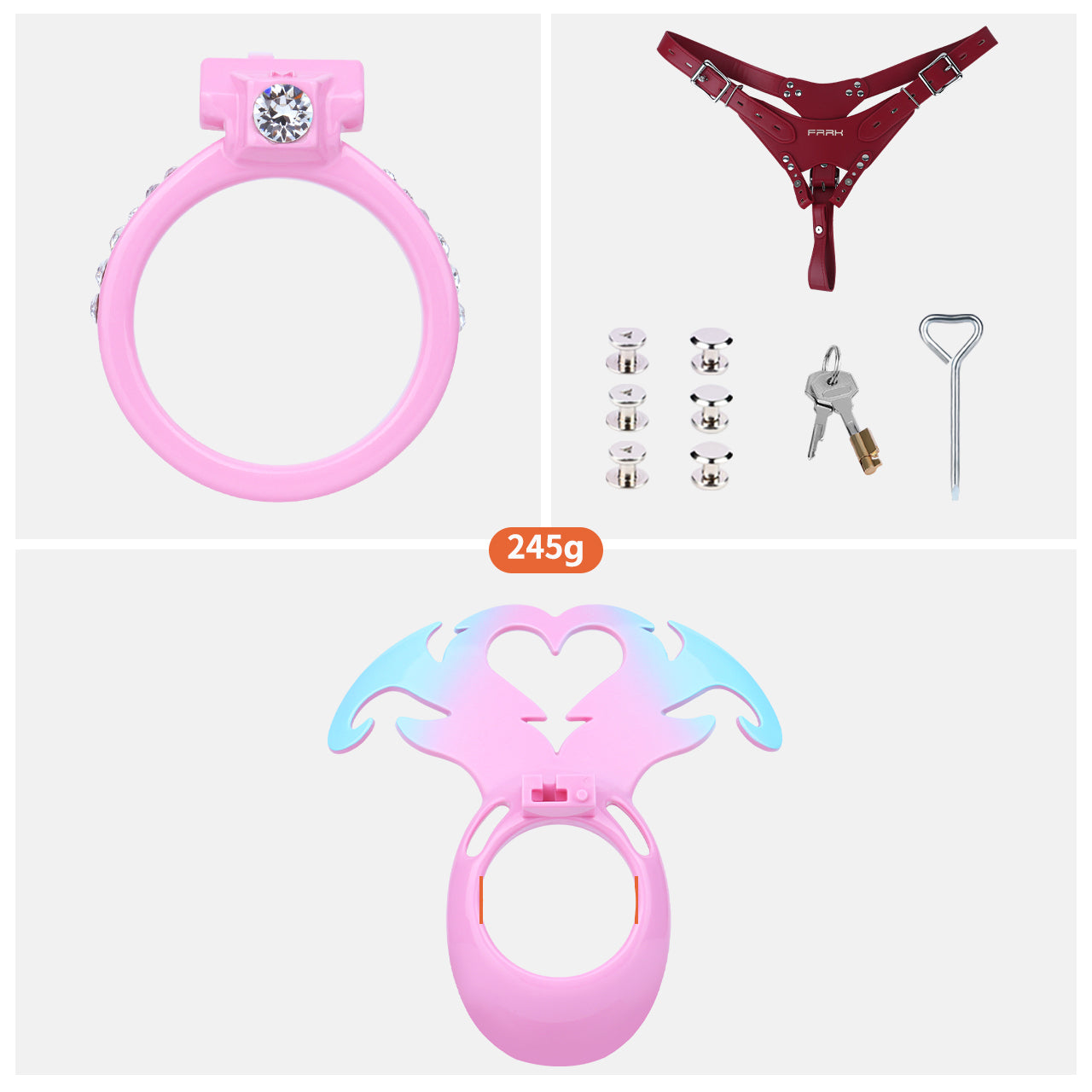 Succubus Rhinestone Dual Cock Ring Chastity Cage | AS211