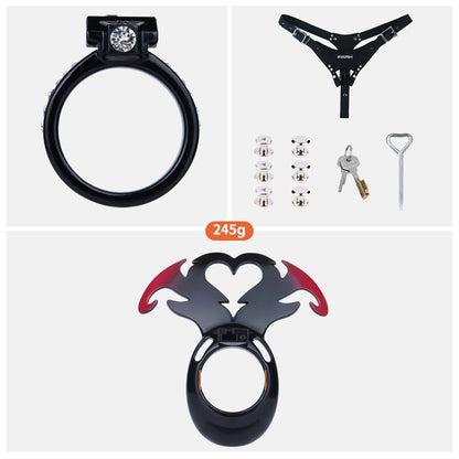 Succubus Rhinestone Dual Cock Ring Chastity Cage | AS211