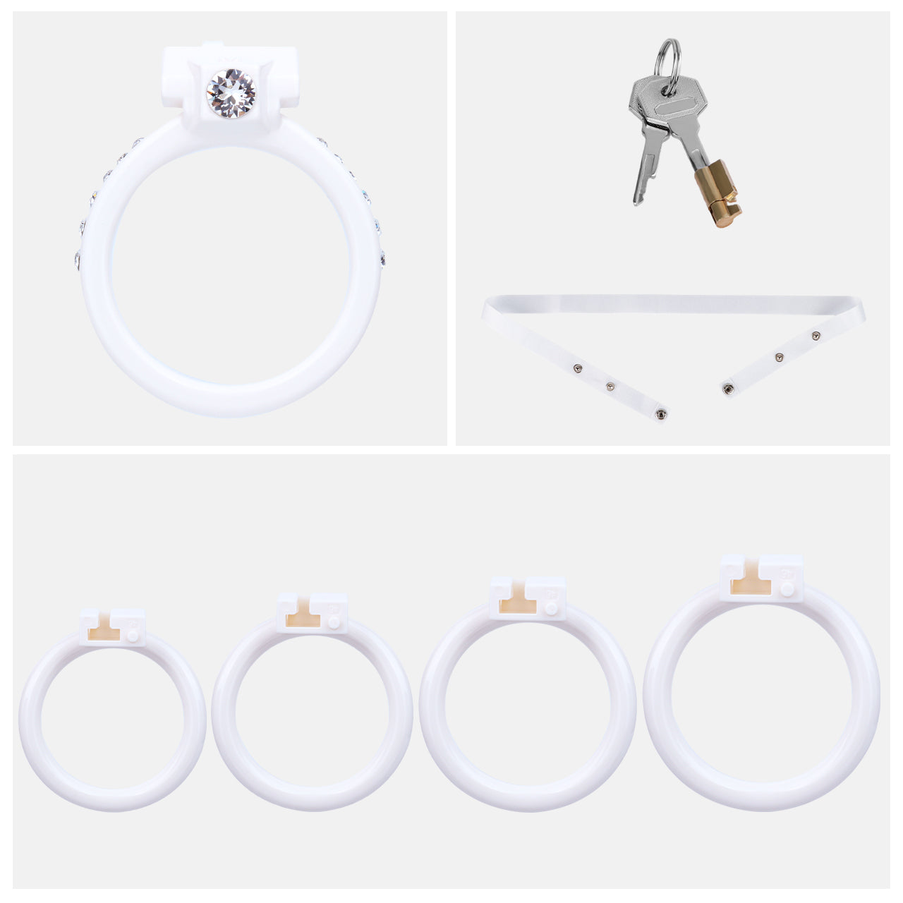 ABS Resin Rhinestone Dual Cock Ring Chastity Cage | AS602