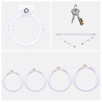 ABS Resin Rhinestone Dual Cock Ring Chastity Cage | AS602