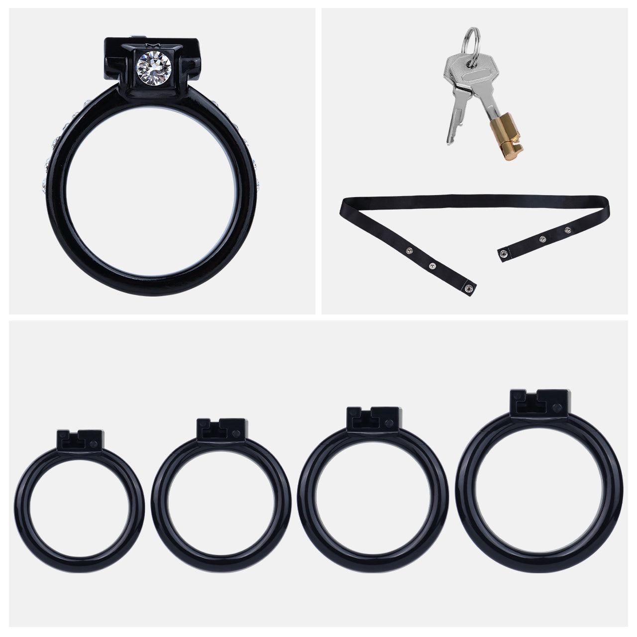 ABS Resin Rhinestone Dual Cock Ring Chastity Cage | AS602