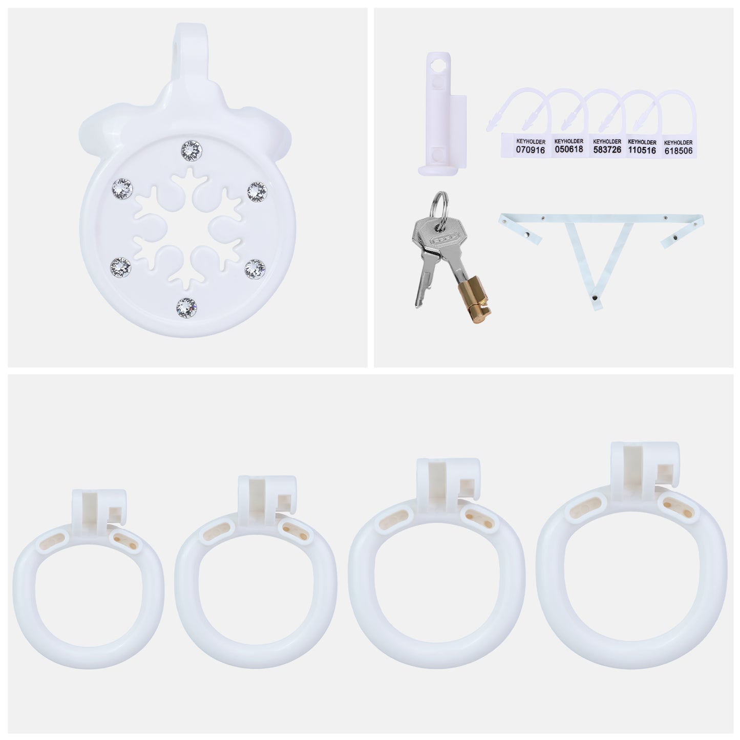 ABS Resin Rhinestone Snowflake Flat Chastity Cage | AS603