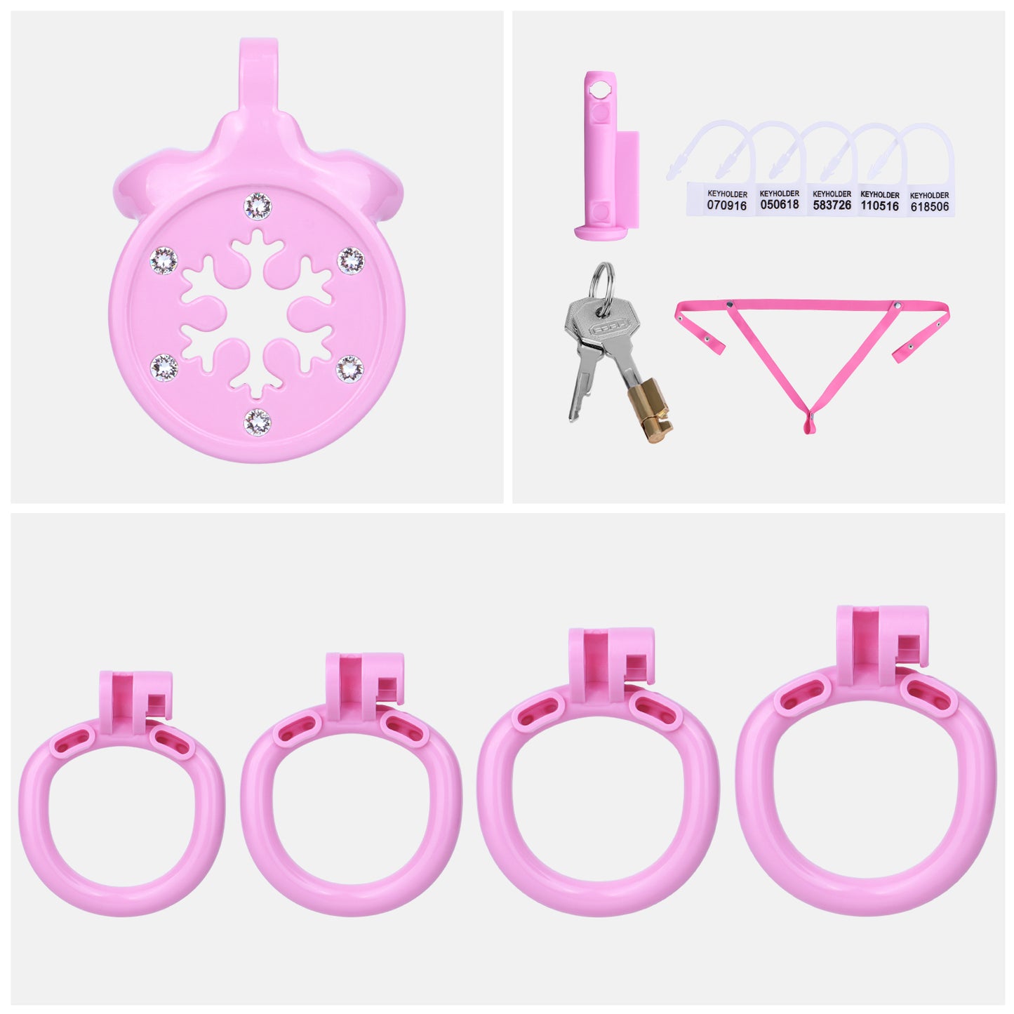 ABS Resin Rhinestone Snowflake Flat Chastity Cage | AS603