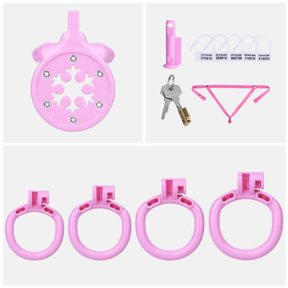 ABS Resin Rhinestone Snowflake Flat Chastity Cage | AS603