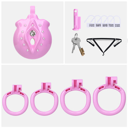 ABS Resin Rhinestone Inverted Pussy Chastity Cage | AS604