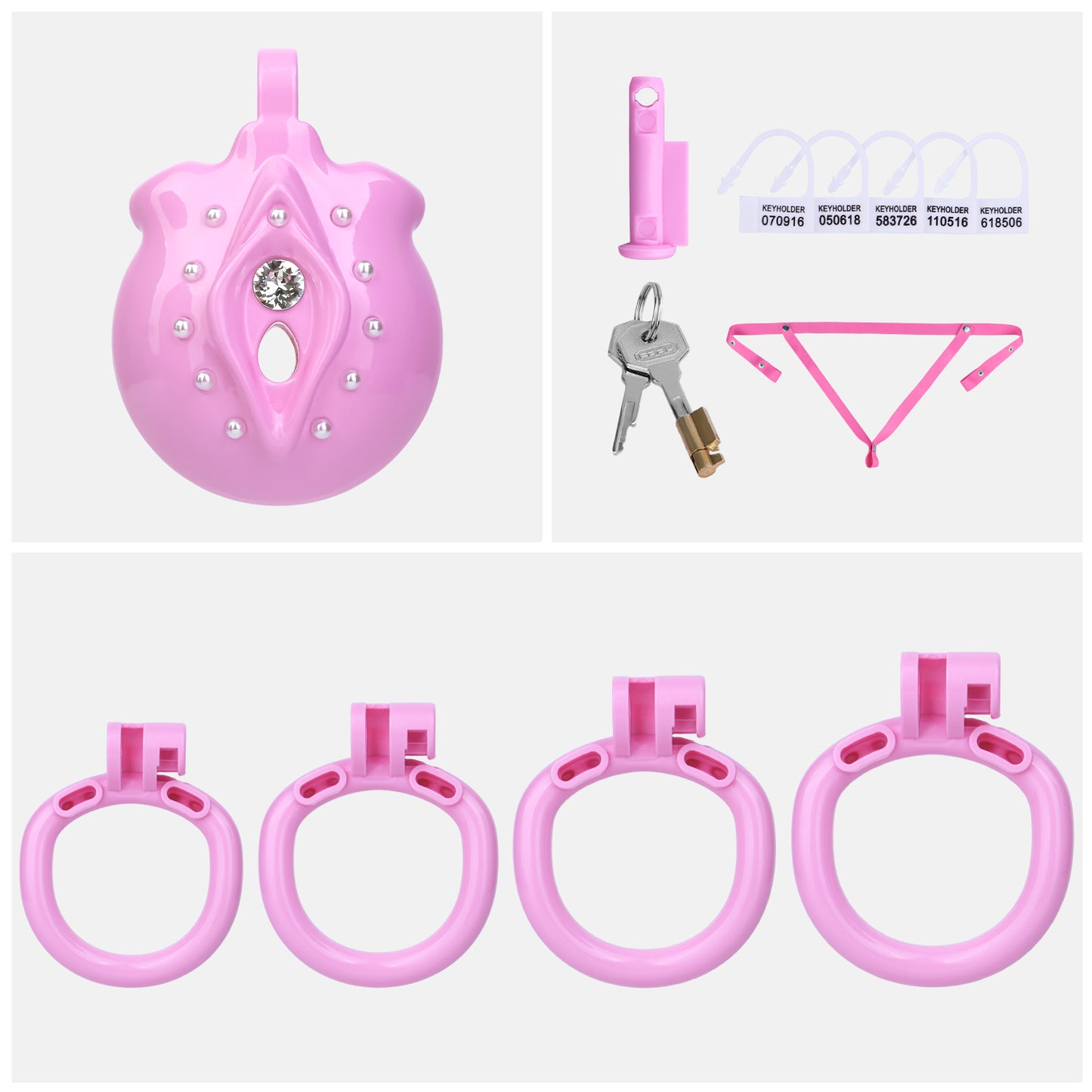 ABS Resin Rhinestone Inverted Pussy Chastity Cage | AS604