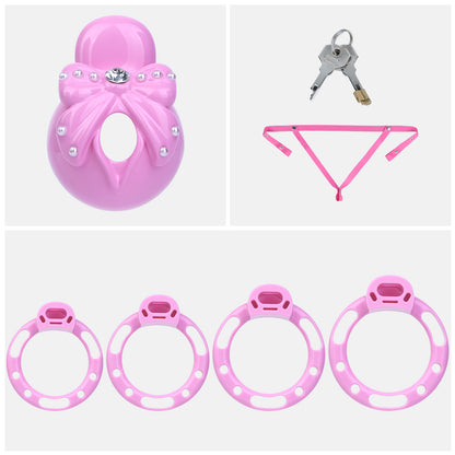 ABS Resin Rhinestone Bowknot Pot Lid Chastity Cage | AS605