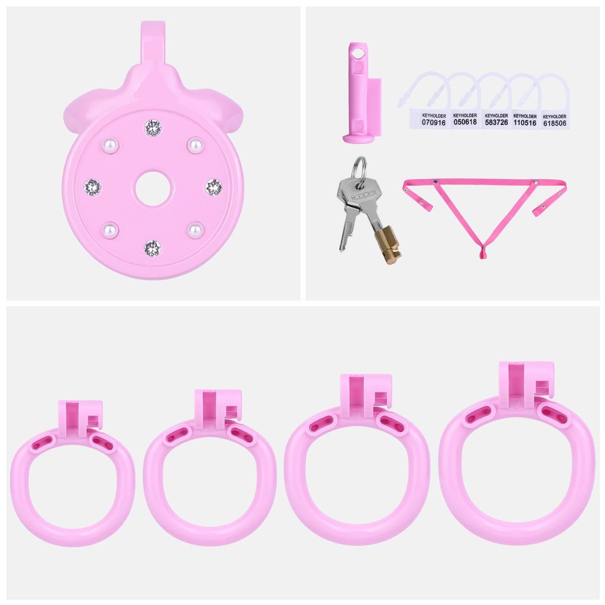 ABS Resin Rhinestone Flat Chastity Cage | AS606