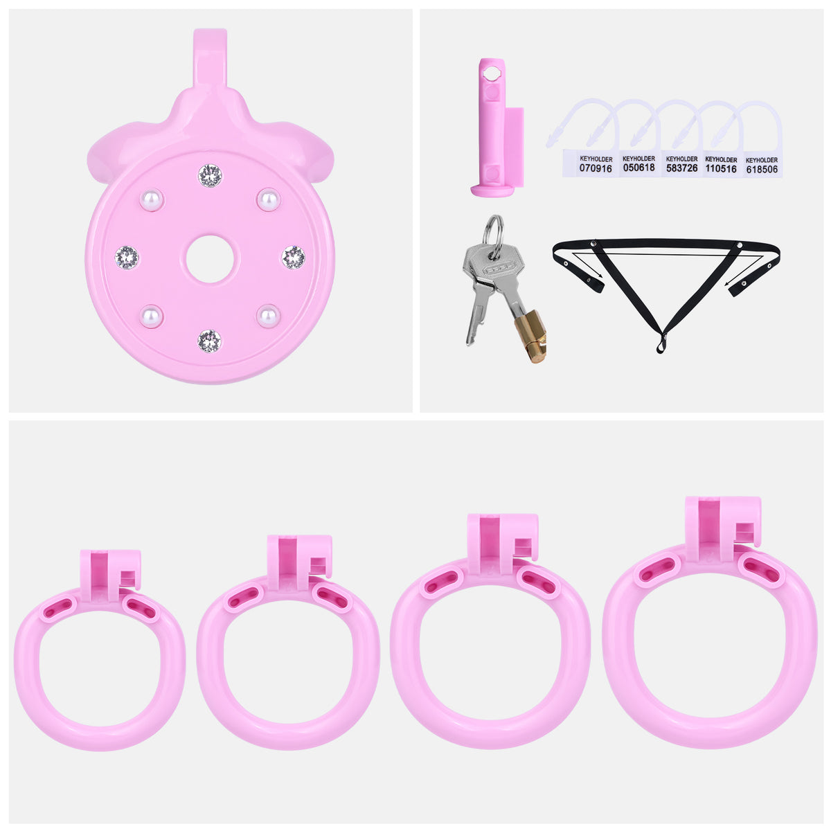 ABS Resin Rhinestone Flat Chastity Cage | AS606