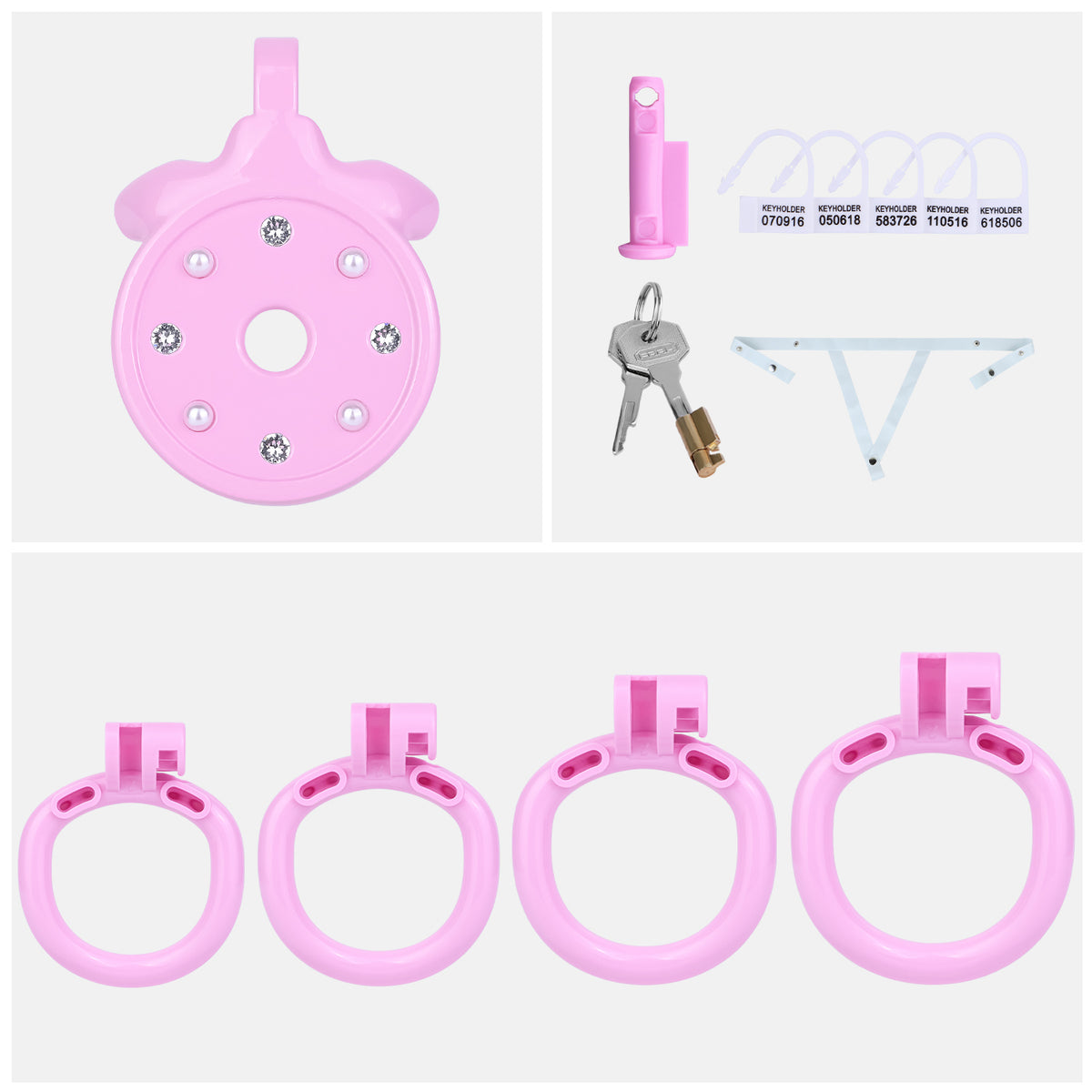 ABS Resin Rhinestone Flat Chastity Cage | AS606