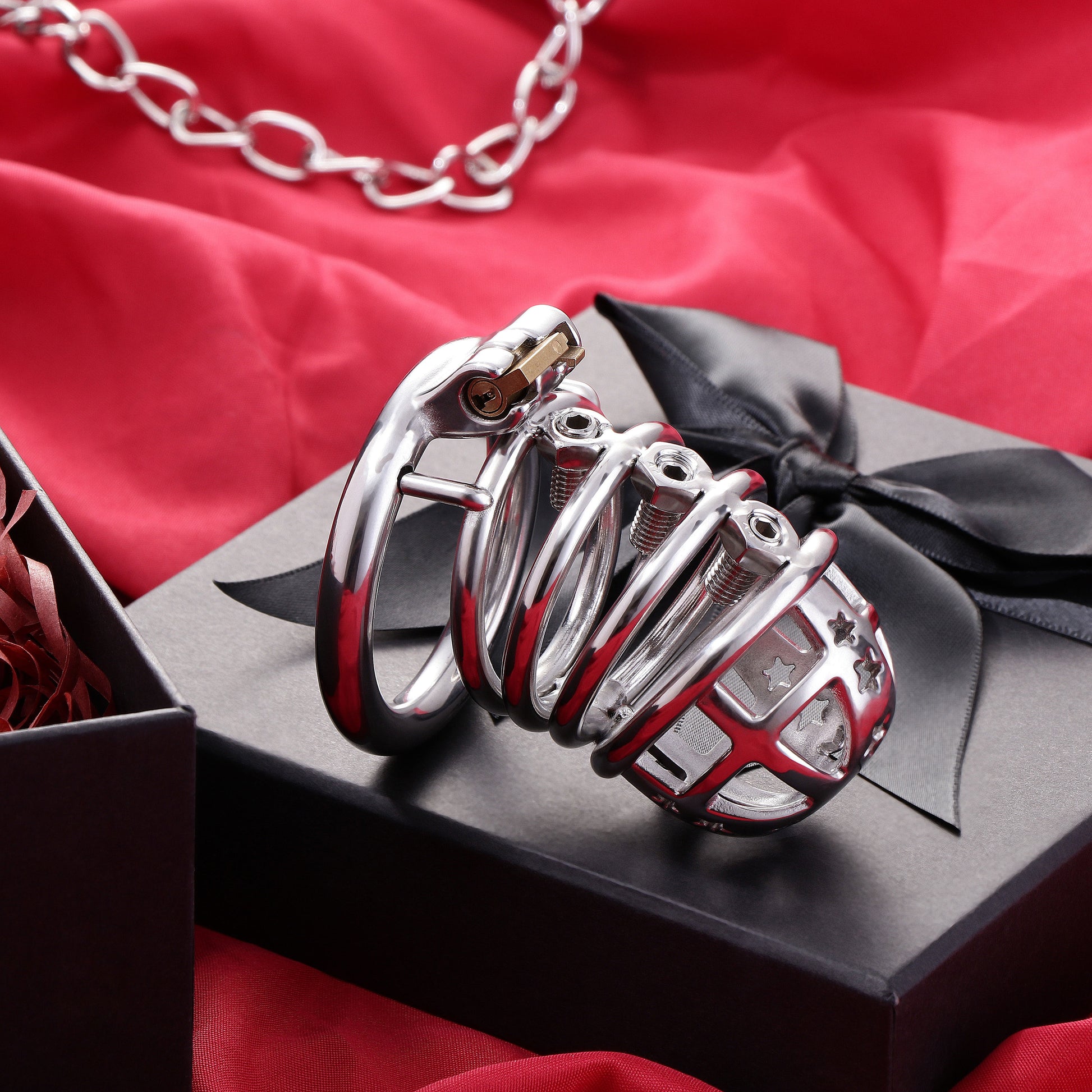 37mm Diameter Large Male Chastity Cage with Screw Spiked, F3070 - FRRK