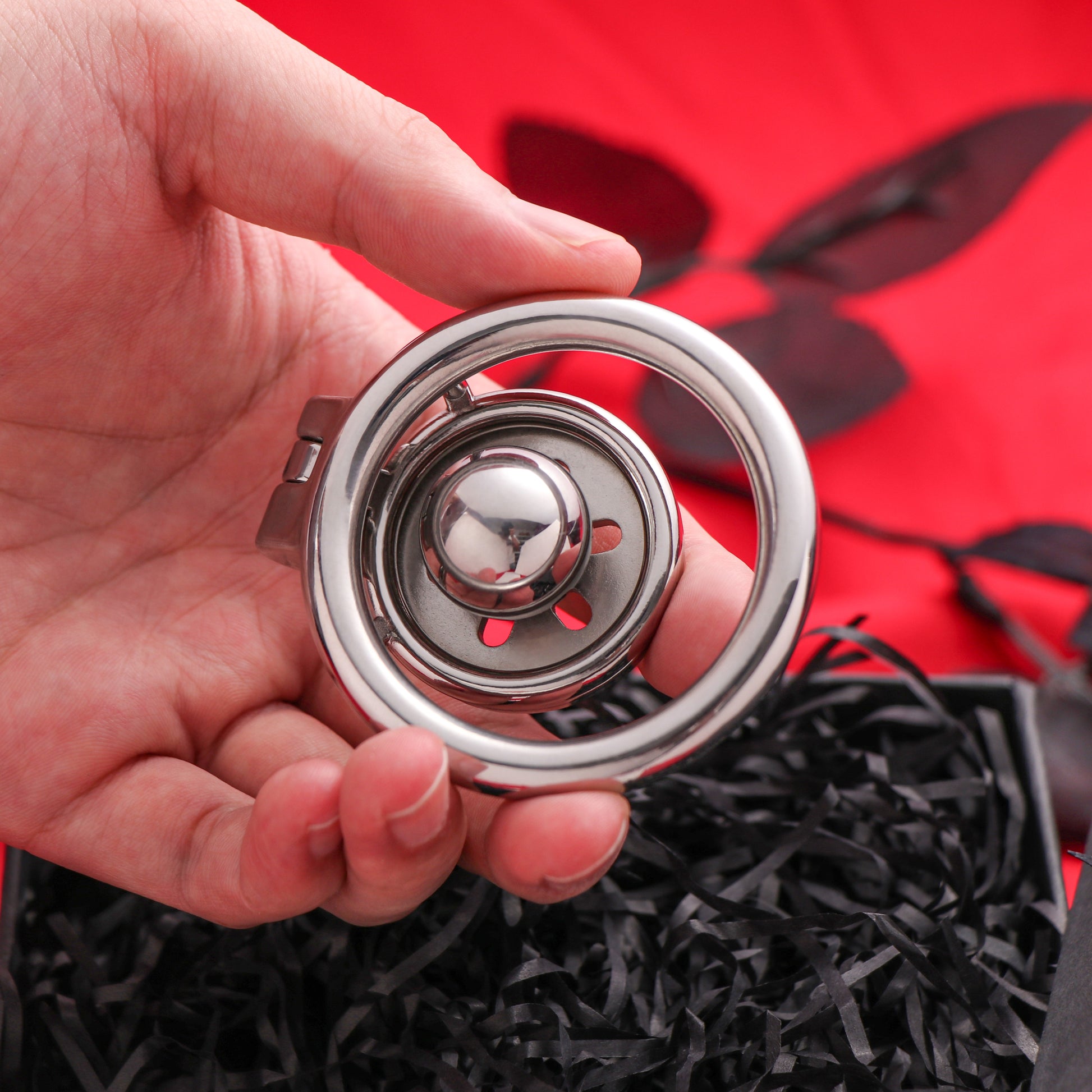 Flat Chastity Cage with Solid Metal Negative Ball, F3193 - FRRK