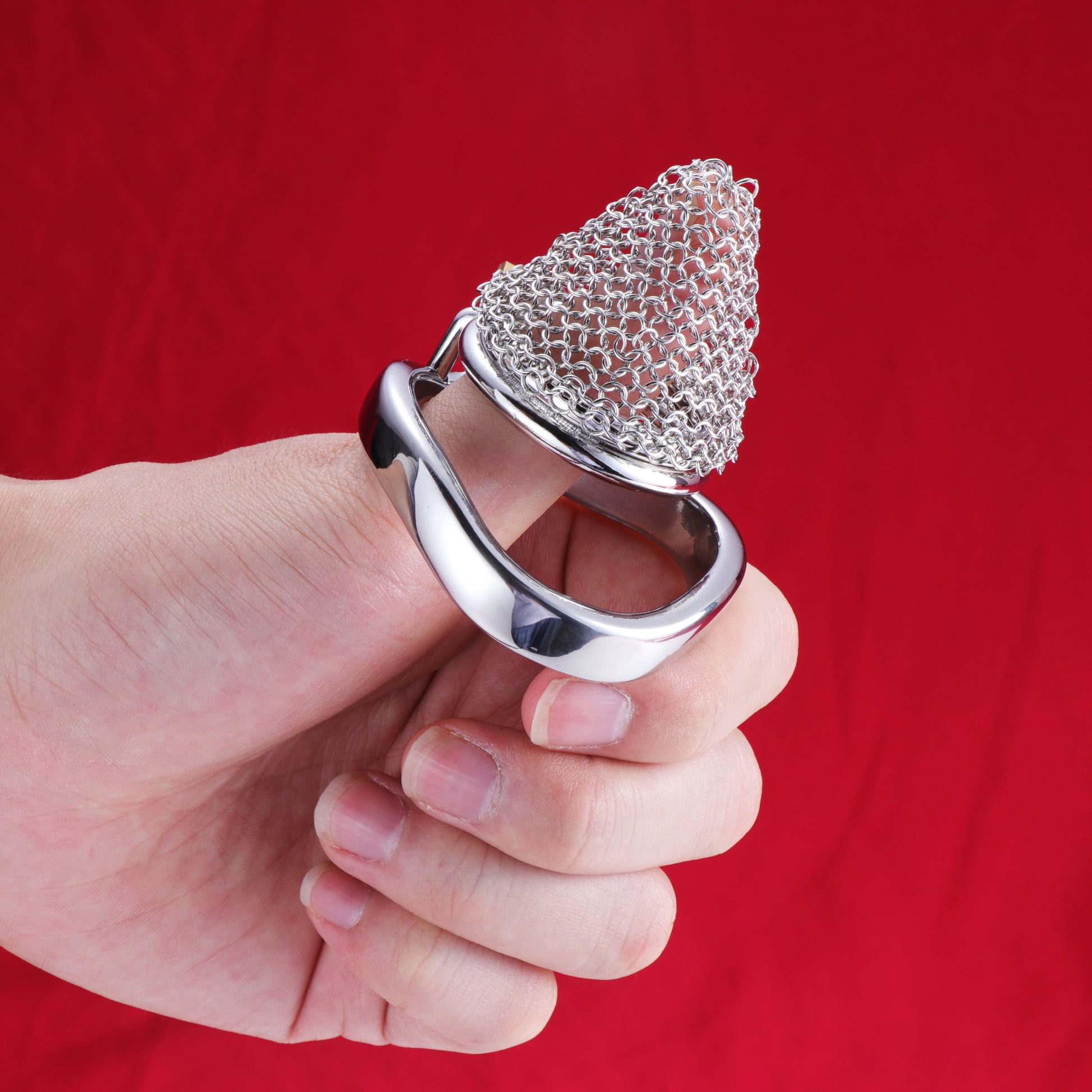Nub Metal Mesh Chastity Cage, F3199 - FRRK