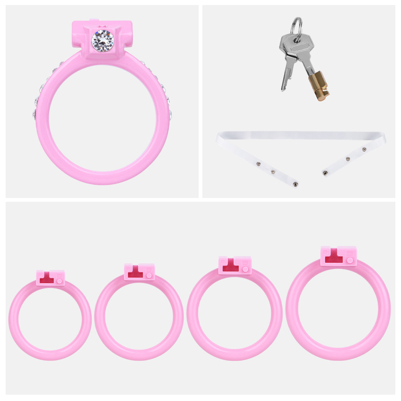 ABS Resin Rhinestone Dual Cock Ring Chastity Cage | AS602