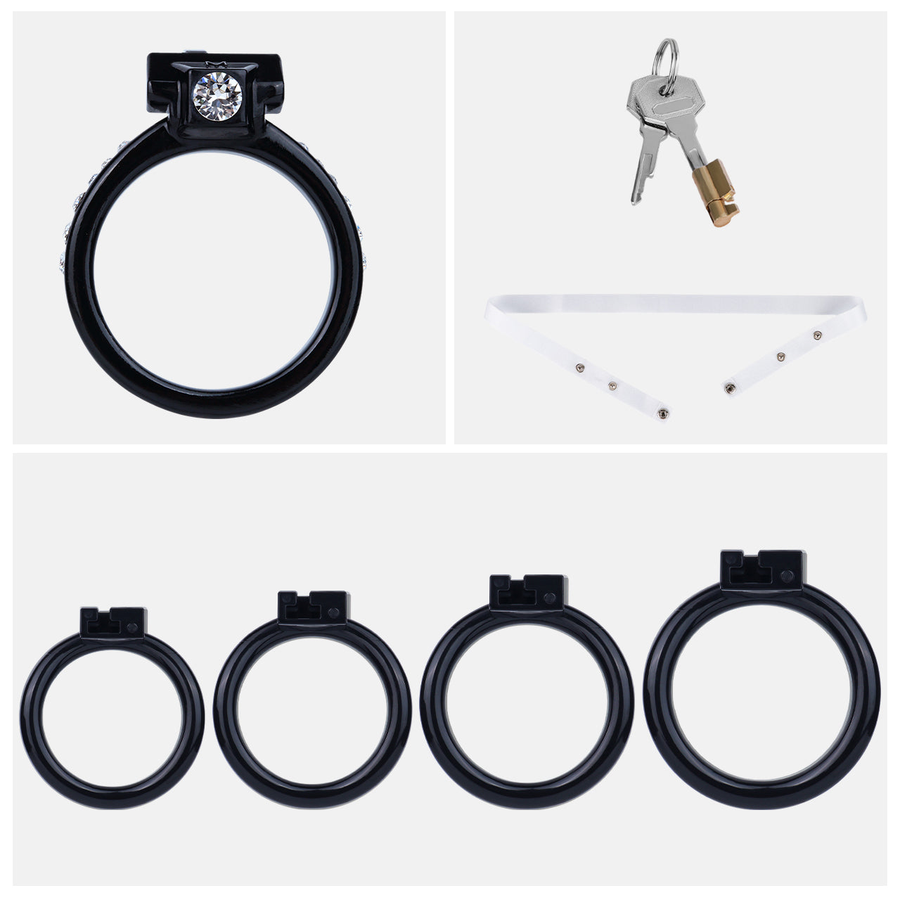 ABS Resin Rhinestone Dual Cock Ring Chastity Cage | AS602