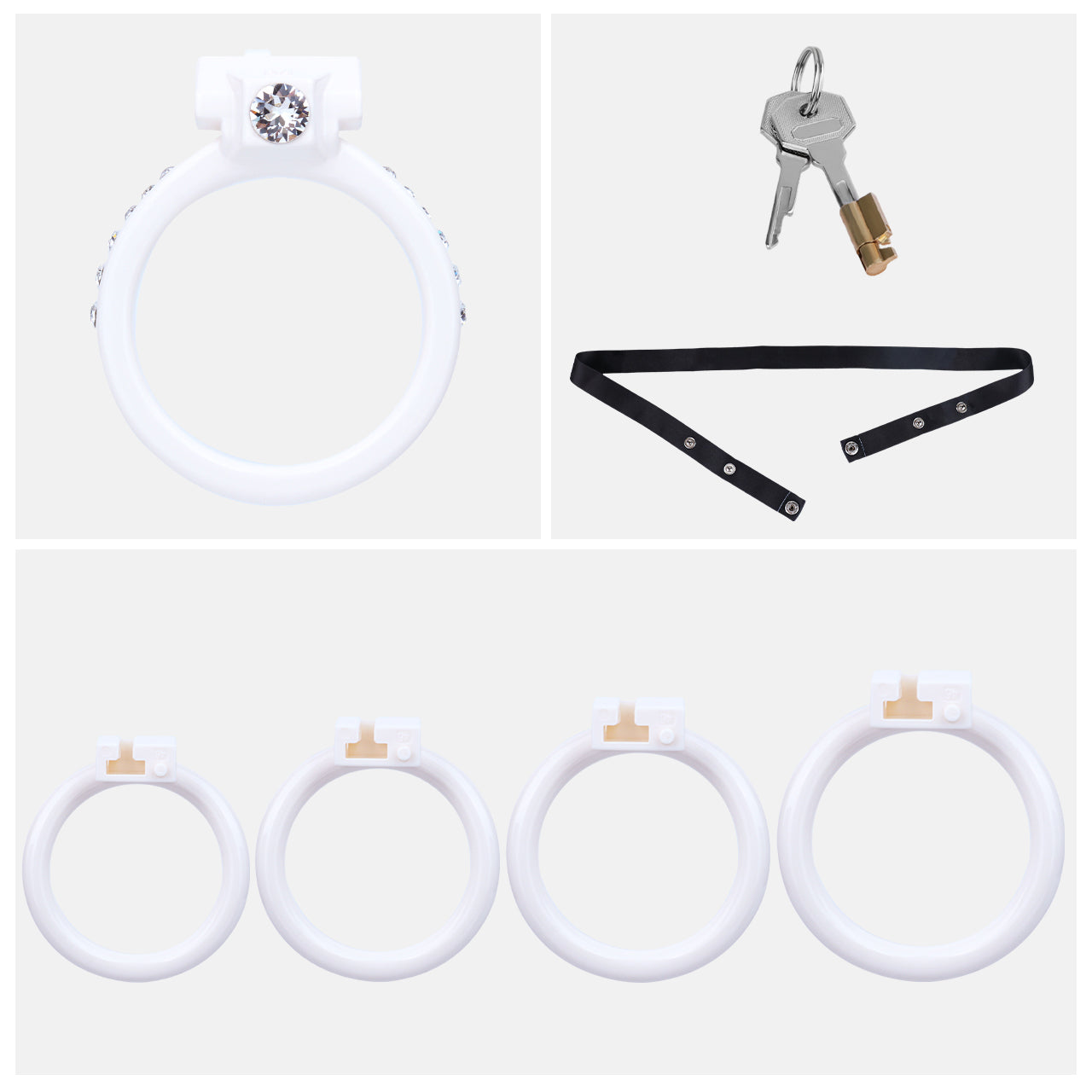 ABS Resin Rhinestone Dual Cock Ring Chastity Cage | AS602