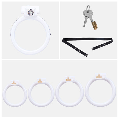 ABS Resin Rhinestone Dual Cock Ring Chastity Cage | AS602