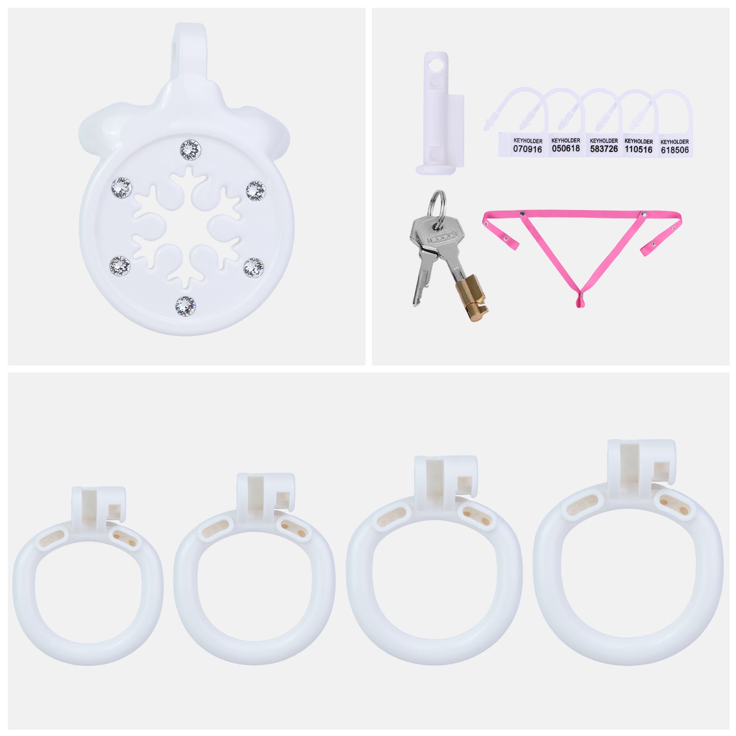 ABS Resin Rhinestone Snowflake Flat Chastity Cage | AS603