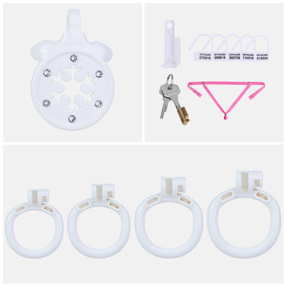 ABS Resin Rhinestone Snowflake Flat Chastity Cage | AS603