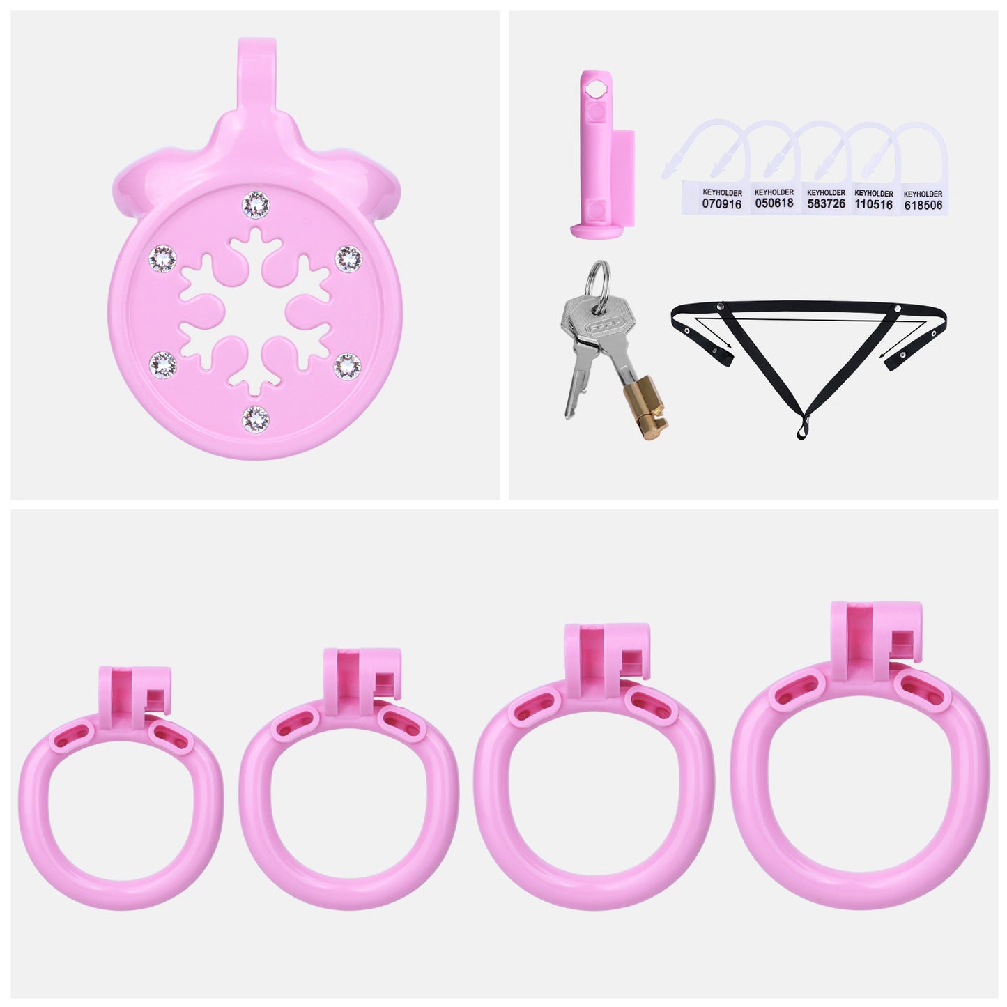 ABS Resin Rhinestone Snowflake Flat Chastity Cage | AS603