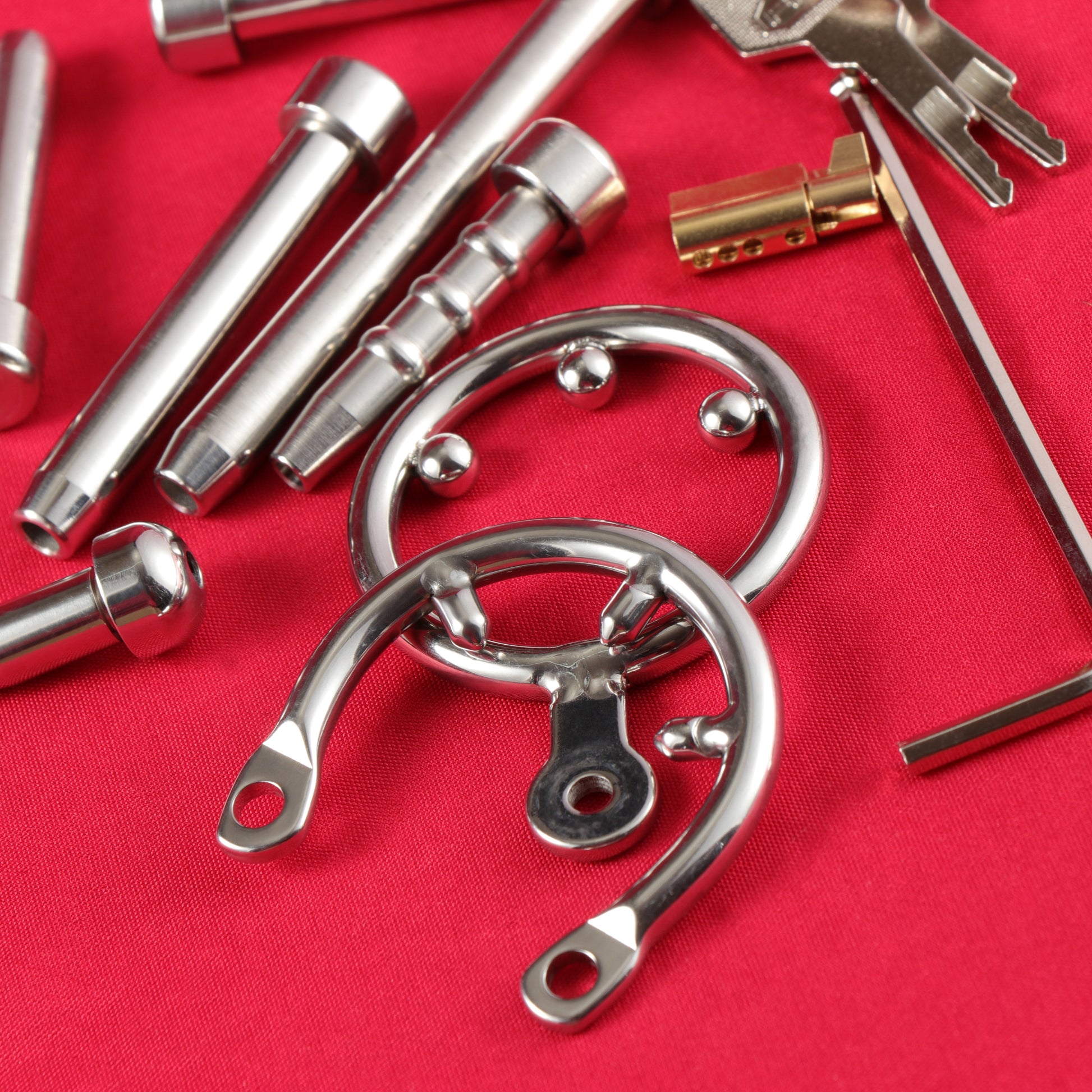 Accessory Series - Urethral Catheters, Belt, Anti-off ring, Key For Matching FRRK Chastity Cage - FRRK