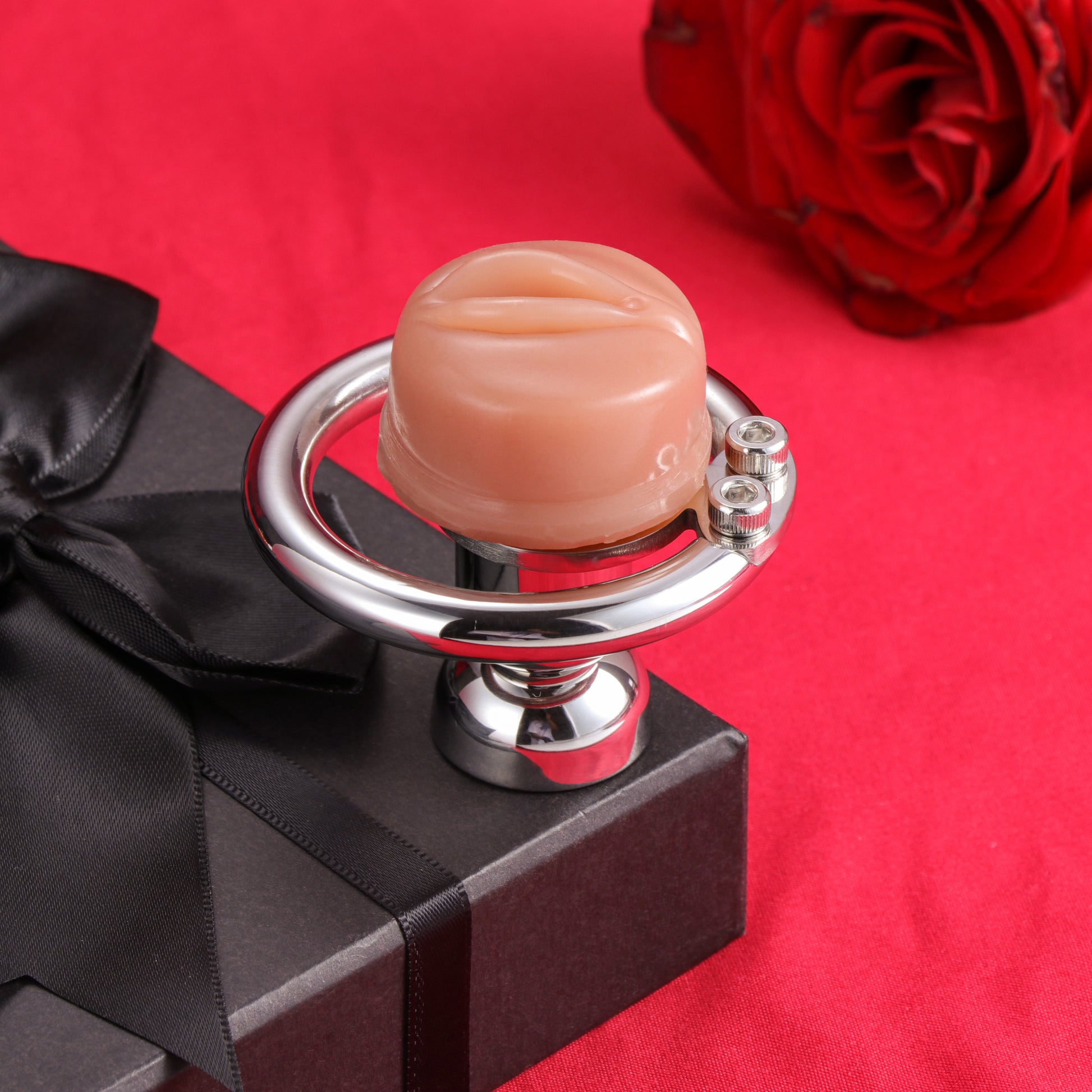 Large Flat Plate Inverted Chastity Cage With Pussy, F3405 - FRRK