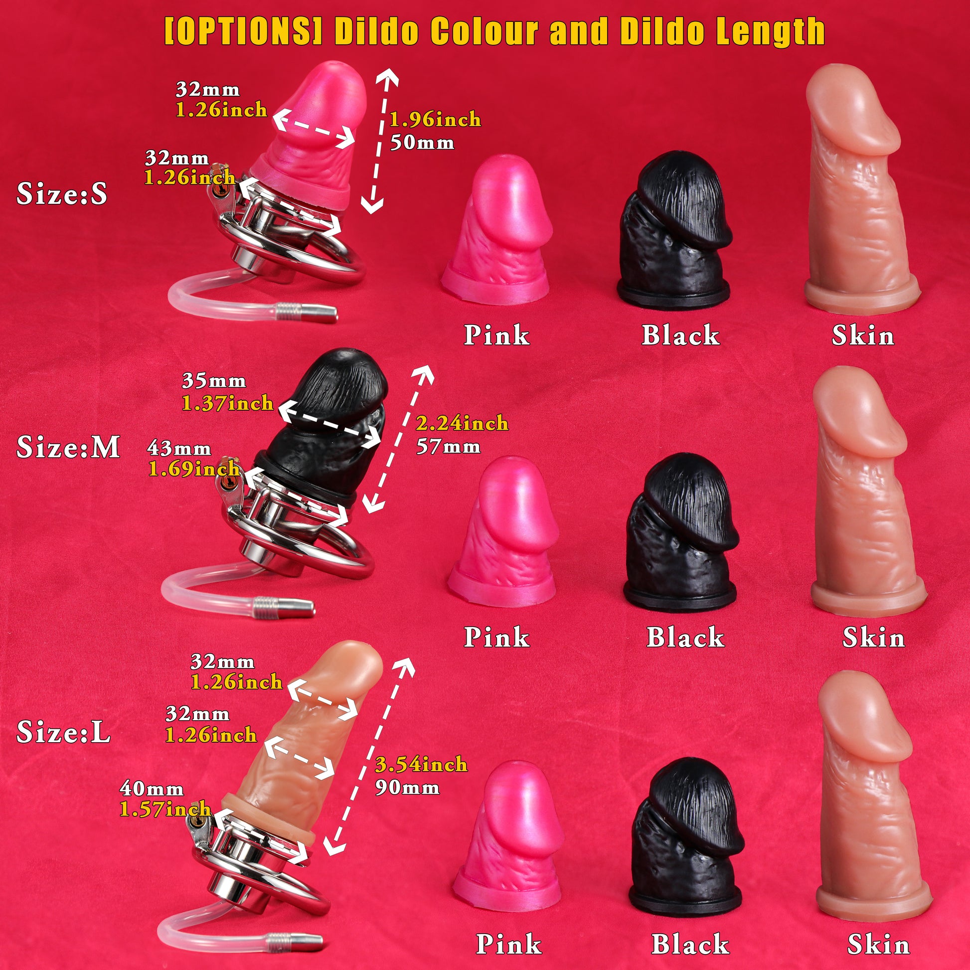 Inverted Single Cylinder Chastity Cage With Dildo & Catheter, F3407 - FRRK
