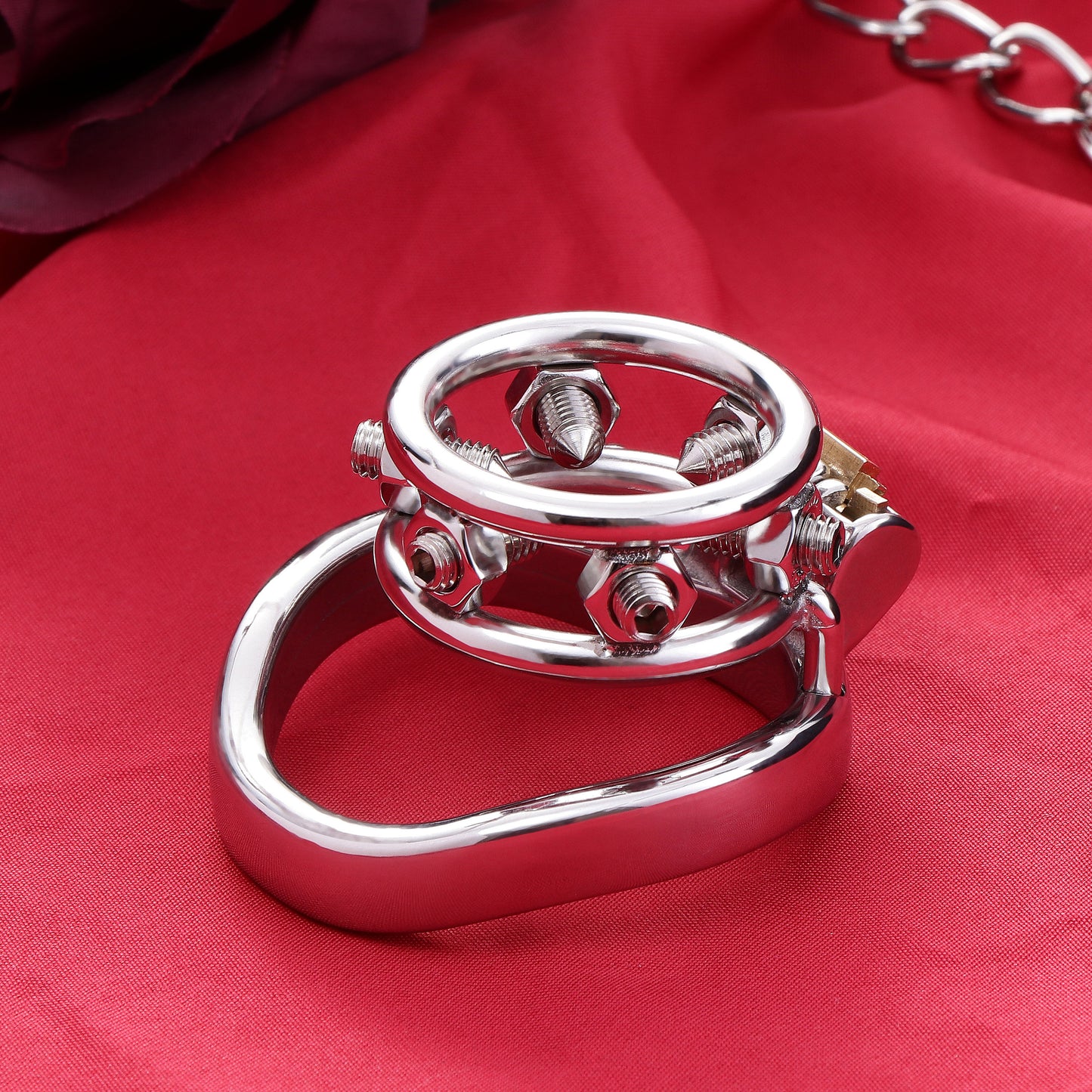 Double Penis Rings Welded Spikes Chastity Cage, F3132 - FRRK