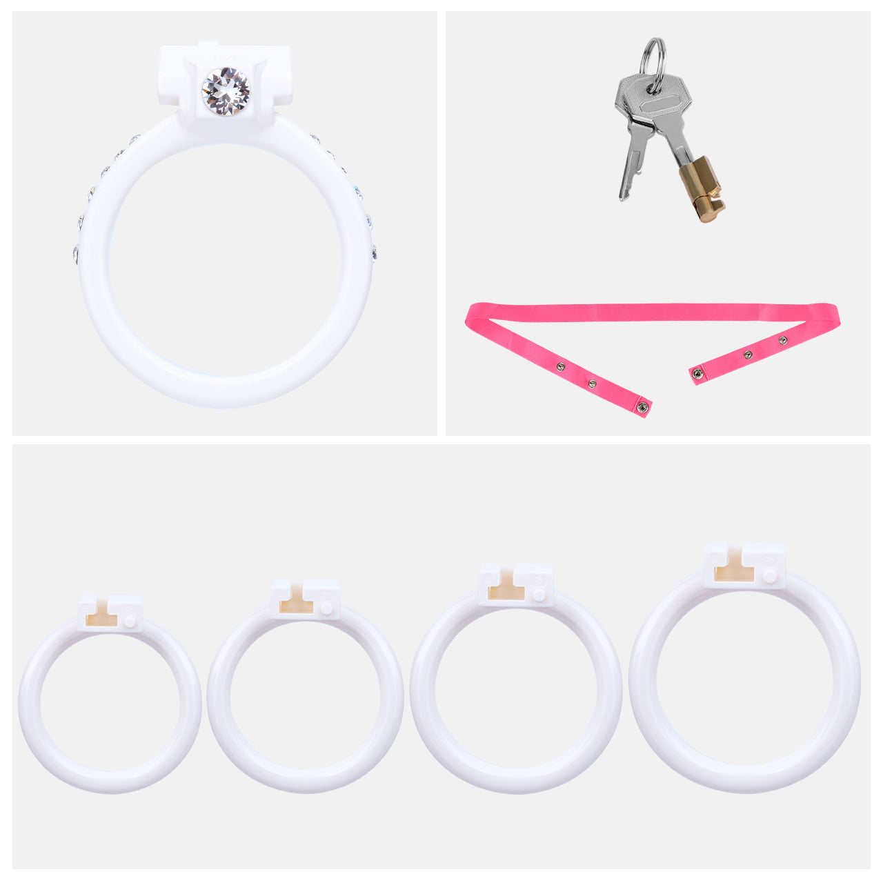 ABS Resin Rhinestone Dual Cock Ring Chastity Cage | AS602