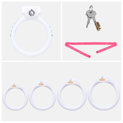 ABS Resin Rhinestone Dual Cock Ring Chastity Cage | AS602