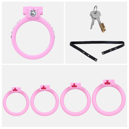 ABS Resin Rhinestone Dual Cock Ring Chastity Cage | AS602
