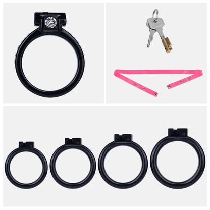 ABS Resin Rhinestone Dual Cock Ring Chastity Cage | AS602