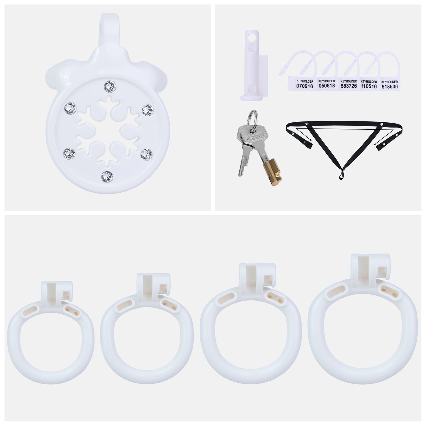 ABS Resin Rhinestone Snowflake Flat Chastity Cage | AS603