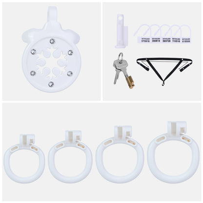 ABS Resin Rhinestone Snowflake Flat Chastity Cage | AS603