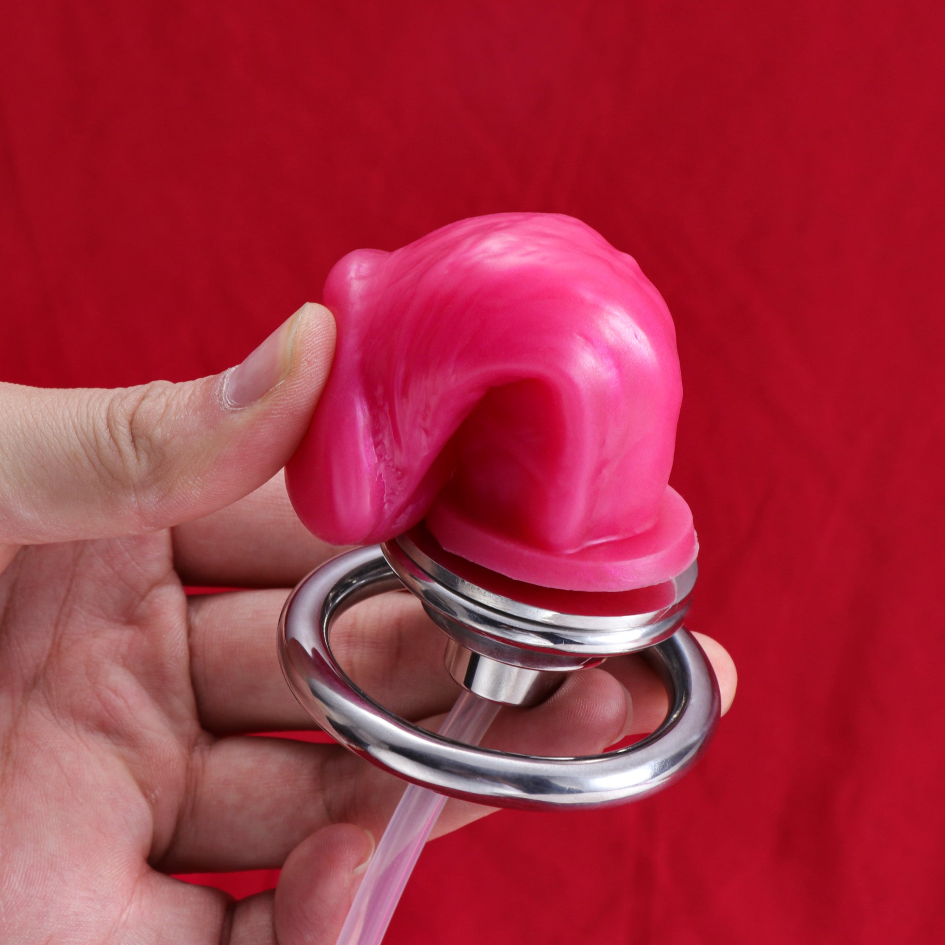Inverted Double Cylinder Chastity Cage With Dildo & Catheter, F3406 - FRRK
