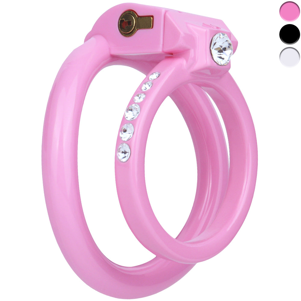 ABS Resin Rhinestone Dual Cock Ring Chastity Cage | AS602
