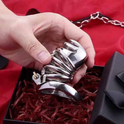 Split-Front Open Spiked Chastity Cage, F3103 - FRRK