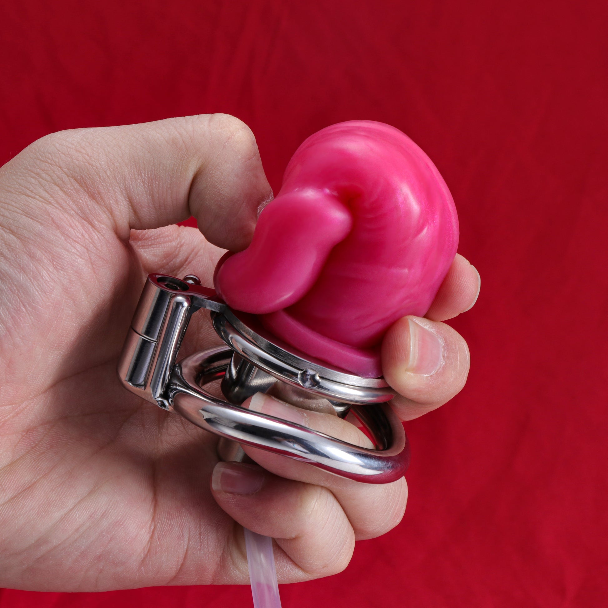 Screw Lock Inverted Double Cylinder Chastity Cage With Dildo & Catheter, F3410 - FRRK