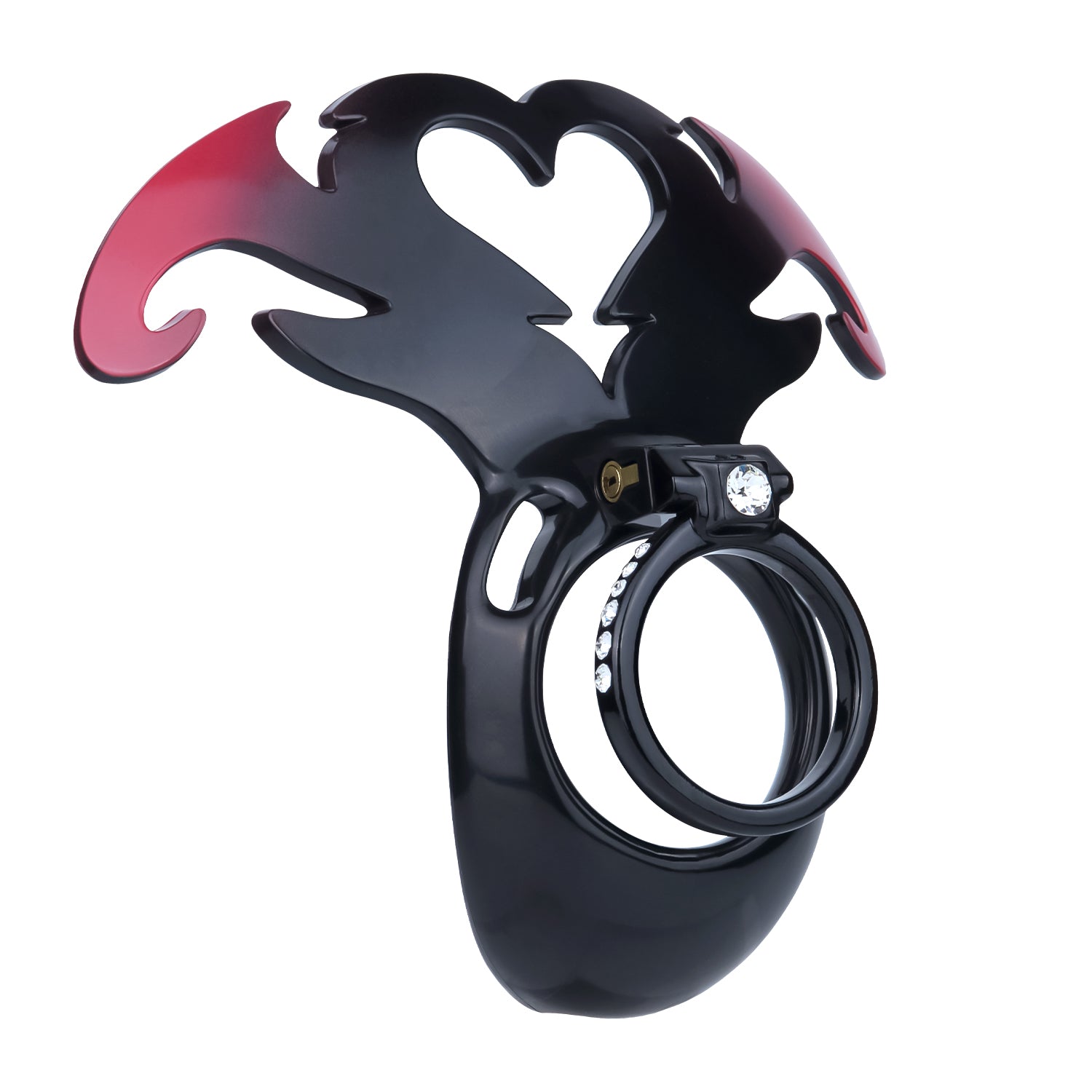 Succubus Rhinestone Dual Cock Ring Chastity Cage | AS211