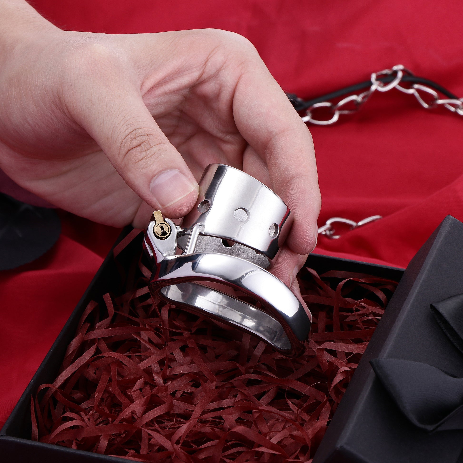 Split-Front Opening Male Chastity Cage, F3098 - FRRK