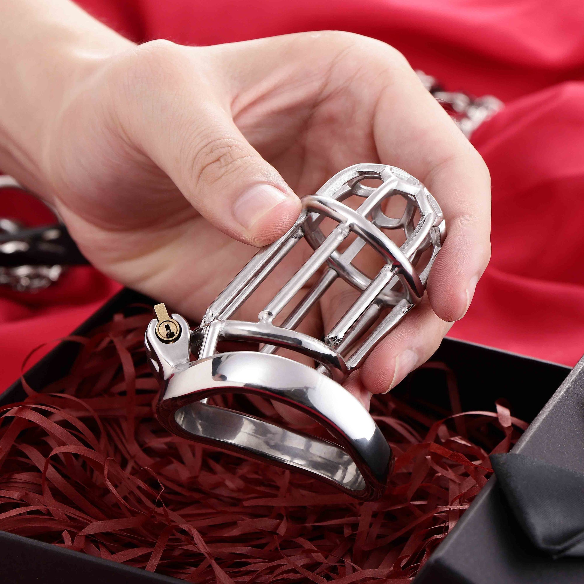 Male Chastity Full Steel Lock-Cock Penis Cage, F3010 - FRRK