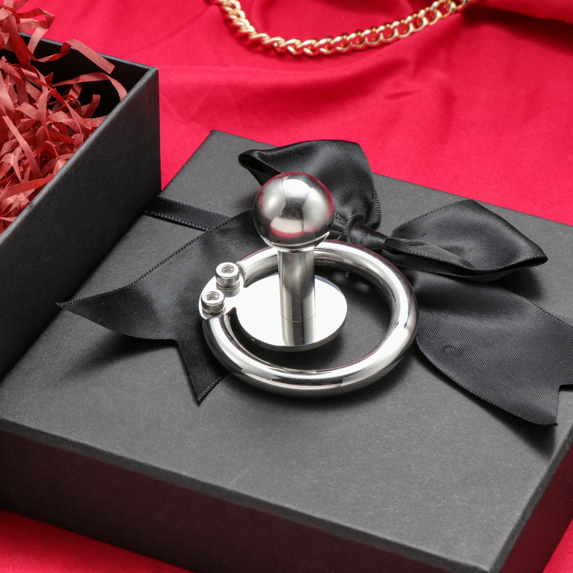 Flat Disc Chastity Cage With Inverted Steel Long Bar Ball, F3162 - FRRK