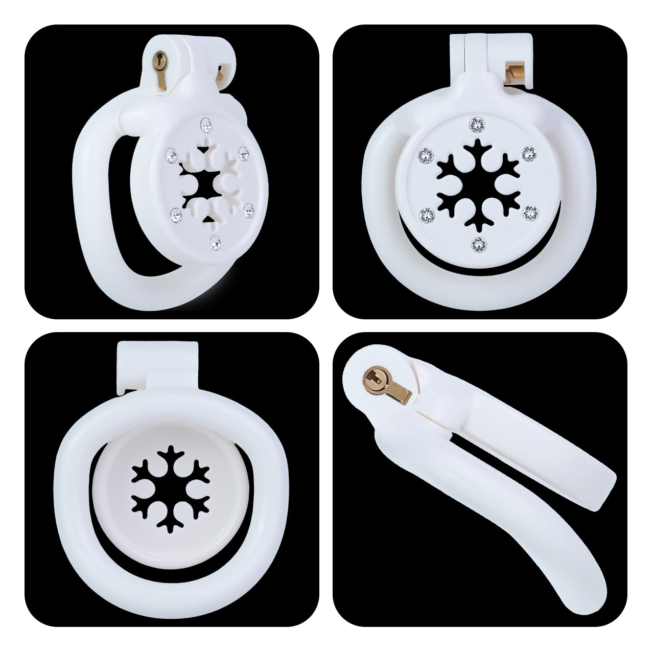 ABS Resin Rhinestone Snowflake Flat Chastity Cage | AS603