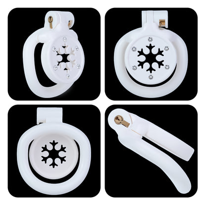 ABS Resin Rhinestone Snowflake Flat Chastity Cage | AS603