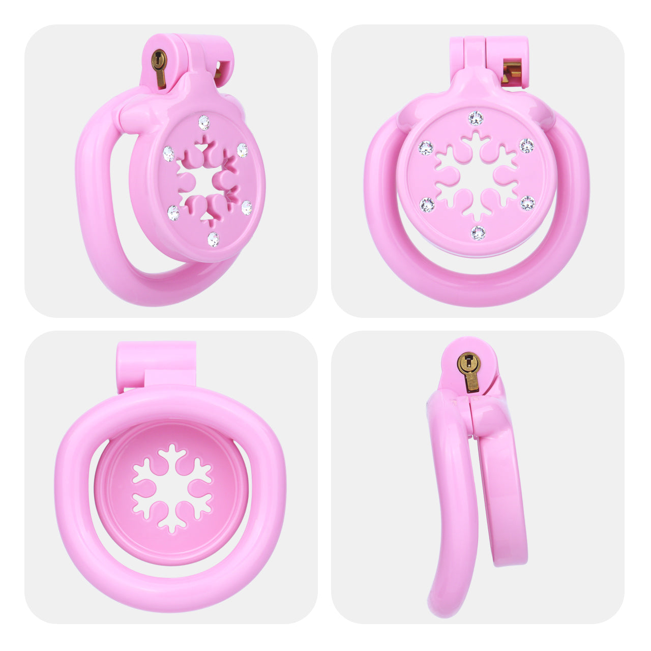 ABS Resin Rhinestone Snowflake Flat Chastity Cage | AS603