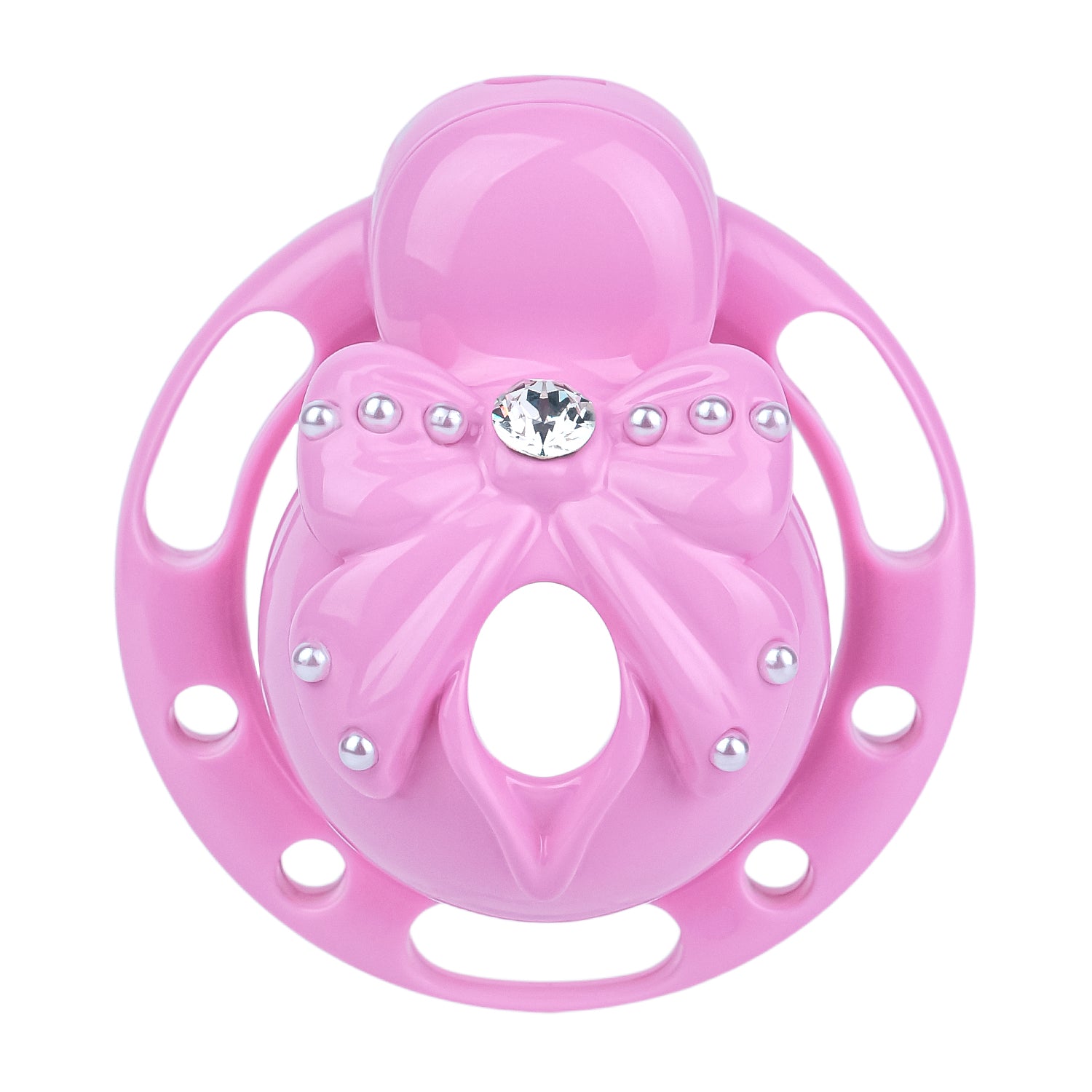 ABS Resin Rhinestone Bowknot Pot Lid Chastity Cage | AS605