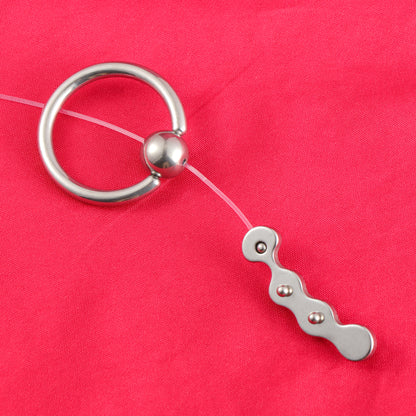 Wave-Shaped Prostate Massager with Nylon Cord and Pull Ring, F3182 - FRRK